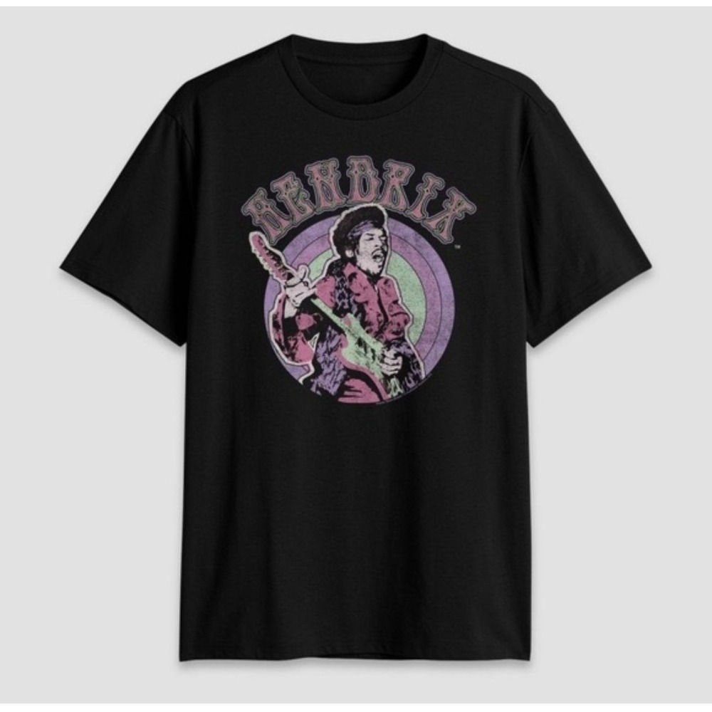 JIMI HENDRIX Black Rock Band T-Shirt Size M Retro Purple Logo Graphic, w/tag